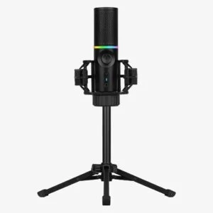 Настолен микрофон Streamplify MIC RGB основен изглед с USB-A кабел