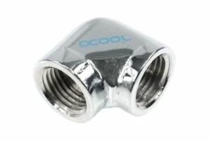 L-конектор Alphacool HF с вътрешна резба G1/4 и 90 градуса хромирано покритие основна снимка