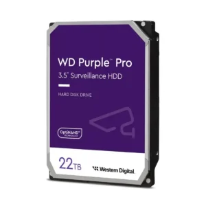 Хард диск Western Digital Purple Pro Surveillance 22 TB продуктова снимка с видим дизайн и етикет