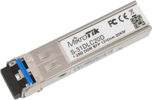 SFP модул Mikrotik S-31DLC20D 1.25G 20km продуктова снимка с Dual LC конектор