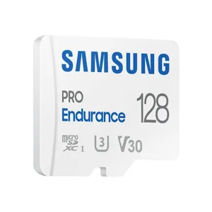 Карта памет Samsung PRO Endurance microSDXC 128GB с адаптер от страничен ъгъл