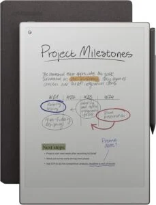 Таблет reMarkable Paper Pro 11.8 с включен стилус Marker Plus и сив калъф Book Folio продуктова снимка