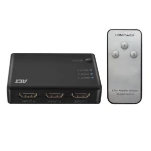 3 портов HDMI суич ACT 4K@60Hz USB Дистанционно Черен основен продукт снимка