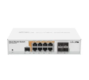 Суич MikroTik CRS112-8P-4S-IN с 8 Gigabit Ethernet и 4 SFP порта на продуктова снимка