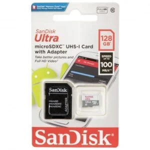 Карта памет SANDISK Ultra microSDHC UHS-I 128GB Class 10 100Mb/s с включен адаптер продуктова снимка