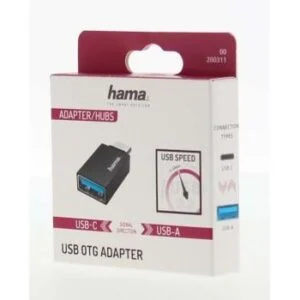 Адаптер HAMA OTG USB-C мъжко-USB 3.2 Gen 1 A женско 5Gbit/s Черен детайлна галерия снимка