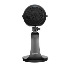 Настолен микрофон BOYA BY-PM300 с USB-C и 3.5mm жак на бял фон