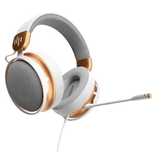 Геймърски слушалки Dark Project Sono Wired White/Gold показващи 3.5 mm жак