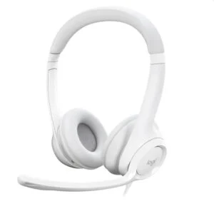 Слушалки с микрофон Logitech H390 продуктова снимка отпред с USB кабел