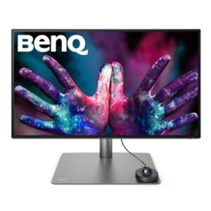 Монитор BenQ PD2725U основен изглед отпред с включен екран