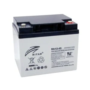 Оловна Батерия RITAR RA12-45 AGM 12V 45 Ah с размери 198x166x169 мм и терминал F11 M6 продуктова снимка