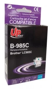 Мастилница UPRINT LC985 BROTHER Cyan продуктова снимка с видима опаковка