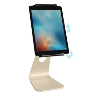 Детайл на поставка за таблет Rain Design mStand tablet pro с видим механизъм за регулиране