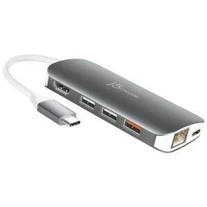 Докинг станция j5create Multi-Port JCD383 с вид отпред и портове