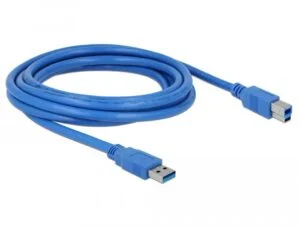 Кабел Delock USB-A - USB-B 3m с позлатени конектори и син цвят на продукта