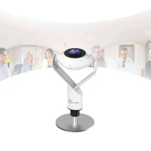 Уеб камера j5create JVCU360 показана в работна среда за видеоконференции