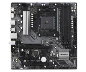 Дънна платка ASRock B550M Phantom Gaming 4 AM4 преден изглед с видими слотове