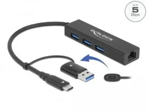 USB хъб 3 порта 3.2 Gen 1 DELOCK-64149 продуктова снимка отпред