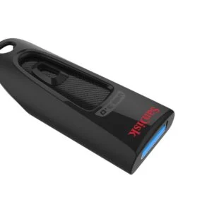 USB памет SanDisk Ultra USB 3.0 256GB показана от страничен ъгъл с USB-A конектор