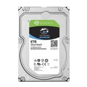 Хард диск SEAGATE SkyHawk Surveillance 6TB 256MB Cache SATA 6.0Gb/s продуктова снимка с видим дизайн и интерфейс