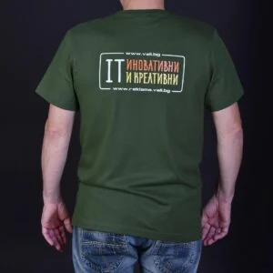 Тениска VALI COMPUTERS Unisex размер 2XL Зелена детайлна снимка отстрани