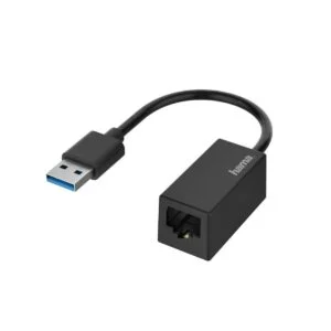 Мрежов адаптер HAMA USB-A мъжко към RJ-45 женско Gigabit Черен продукт снимка