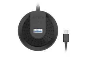 USB хъб A4tech HUB-30C с 4 USB 3.0 порта на бял фон