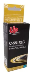 Мастилница UPRINT CLI-551XL CANON с чип и циан цвят на касета за струйни принтери Canon