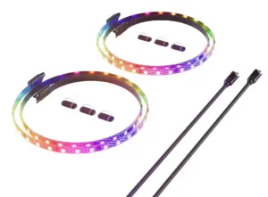 Комплект ARGB LED Ленти 2бр HYTE LS30 - 330 mm продуктова снимка с видими LED диоди и конектори