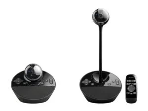 Уеб камера с микрофон LOGITECH BCC 950 продуктова снимка отпред с видим микрофон