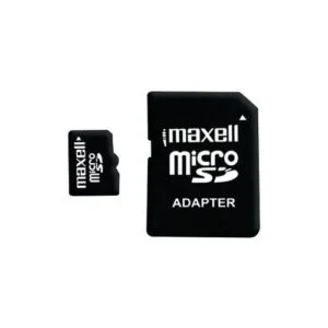 Карта памет Maxell micro SDHC 16GB продуктова снимка показваща дизайна и размерите
