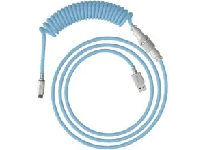 Кабел за клавиатура HyperX Coiled Cable USB-C Light Blue-White основна снимка с навит кабел