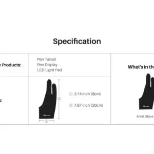 Черна ръкавица за графичен таблет HUION Artist glove GL200 от различен ъгъл