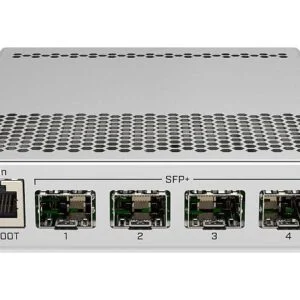 Галерия на Суич Mikrotik CRS305-1G-4S+IN показващ страничен изглед и портове