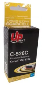 Мастилница UPRINT CLI526 CANON с чип Cyan продуктова снимка от преден ъгъл
