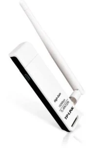 Безжичен адаптер TP LINK TL-WN722N USB 2T2R 2.4Ghz 802.11n/g/b продукт снимка с видима външна антена