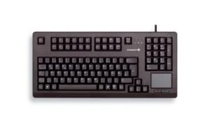 Компактна жична клавиатура CHERRY G80-11900 с бял корпус и вграден trackball от продуктова снимка