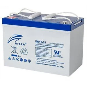 Оловна гелова батерия RITAR DG12-65 12V 65Ah с размери 350 на 167 на 182 мм за соларни системи