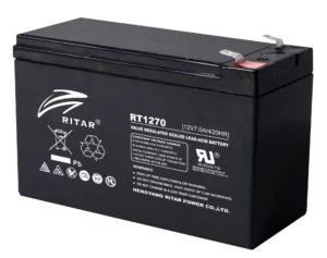 Оловна Батерия RITAR RT1270 AGM 12V 7Ah с размери 151 на 65 на 94 мм и терминал тип T1
