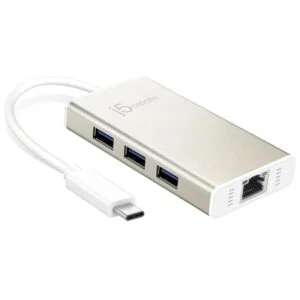 Хъб J5create JCH471 показва USB-C и USB-A портове от близък план