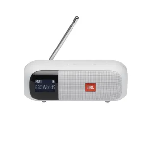Блутут колонка с радио JBL Tuner 2 Бяла основен изглед с включен дисплей