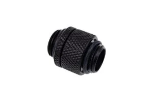 Адаптер съединител с вътрешна резба Alphacool в черен мат на бял фон