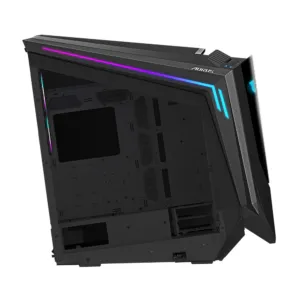 Кутия Gigabyte Aorus AC700G RGB Fusion 2.0 Full Tower показва RGB осветлението Fusion 2.0