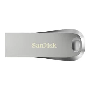 USB памет SanDisk Ultra Luxe 128GB с метален корпус на бял фон