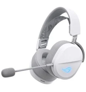 Геймърски безжични слушалки ASUS ROG Pelta White основен изглед отпред