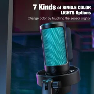 Настолен микрофон FIFINE A8V RGB - Black в гейминг среда с осветление