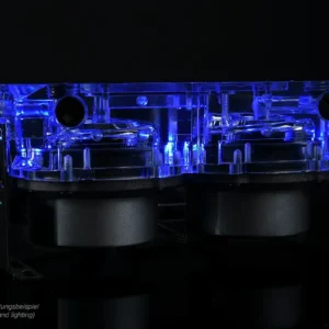 Обща визия на адаптер приставка Alphacool Eisdecke D5 Dual Acrylic Attachment 3x 1/4
