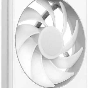 Детайлно изображение на перката и лагерите на вентилатор от NZXT F360 White RGB Core