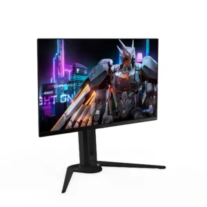 Геймърски монитор GIGABYTE AORUS FO27Q5P страничен изглед с видим дизайн