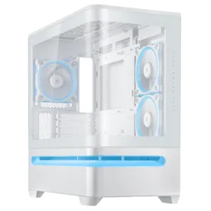 Кутия ASUS Prime AP202 ARGB mATX + 3 ARGB Вентилатора - White основна продуктова снимка